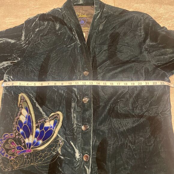 Chico's Sz 3 Anniversary Butterfly Velvet Art To Wear Fall Festival Artsy Bold - Picture 2 of 9